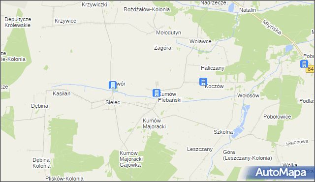 mapa Kumów Plebański, Kumów Plebański na mapie Targeo