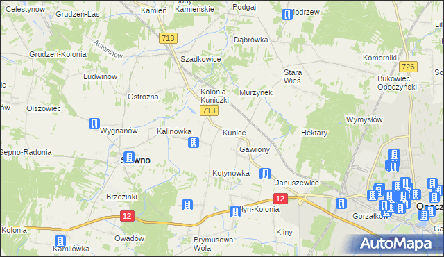 mapa Kunice gmina Sławno, Kunice gmina Sławno na mapie Targeo