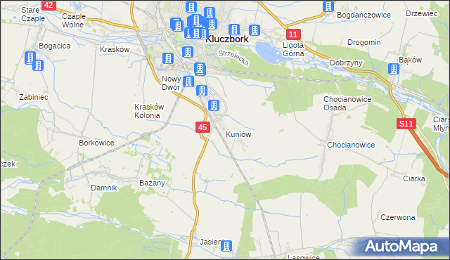 mapa Kuniów, Kuniów na mapie Targeo