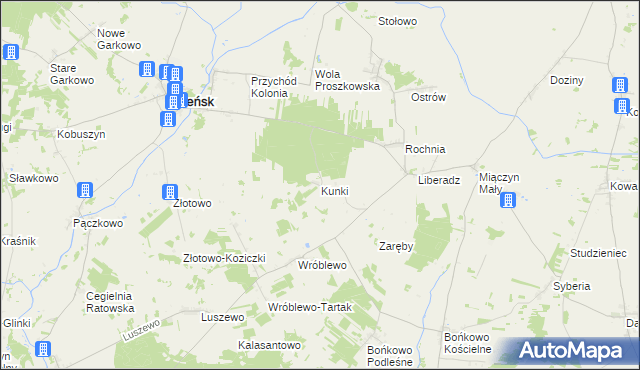 mapa Kunki gmina Szreńsk, Kunki gmina Szreńsk na mapie Targeo