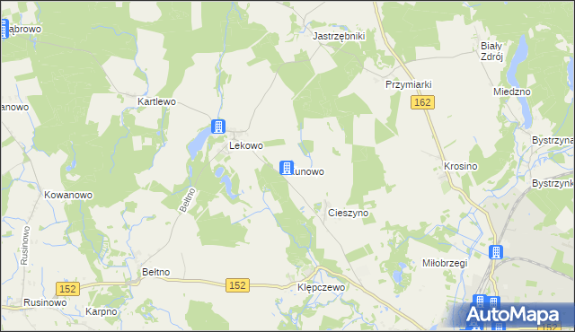 mapa Kunowo gmina Świdwin, Kunowo gmina Świdwin na mapie Targeo