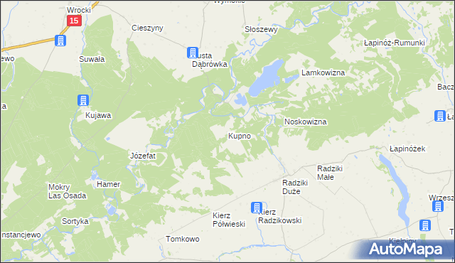 mapa Kupno gmina Wąpielsk, Kupno gmina Wąpielsk na mapie Targeo