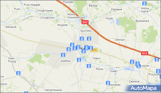 mapa Kurów powiat puławski, Kurów powiat puławski na mapie Targeo