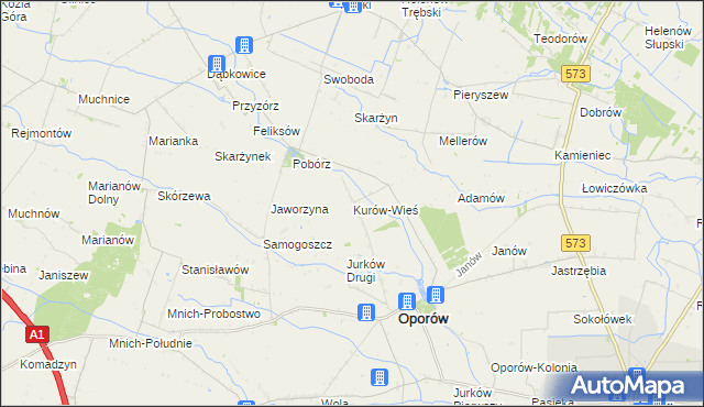 mapa Kurów-Wieś, Kurów-Wieś na mapie Targeo
