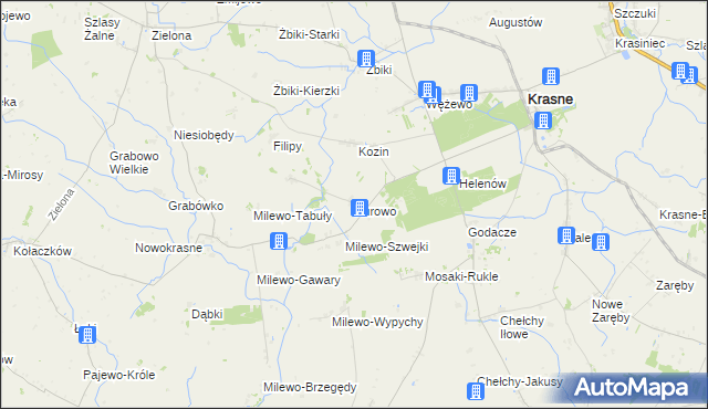 mapa Kurowo gmina Krasne, Kurowo gmina Krasne na mapie Targeo