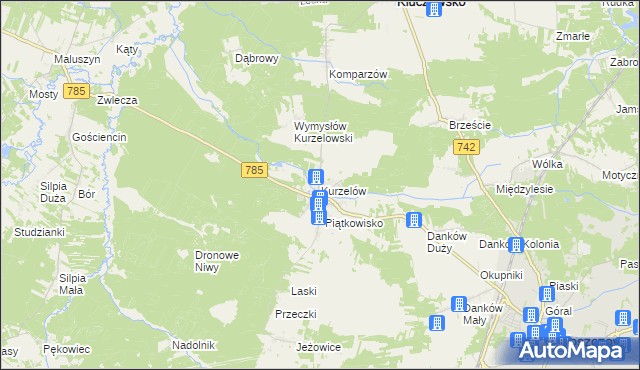 mapa Kurzelów, Kurzelów na mapie Targeo