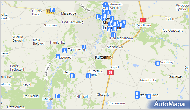 mapa Kurzętnik, Kurzętnik na mapie Targeo