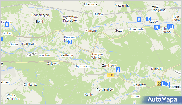 mapa Kurzyna Wielka, Kurzyna Wielka na mapie Targeo