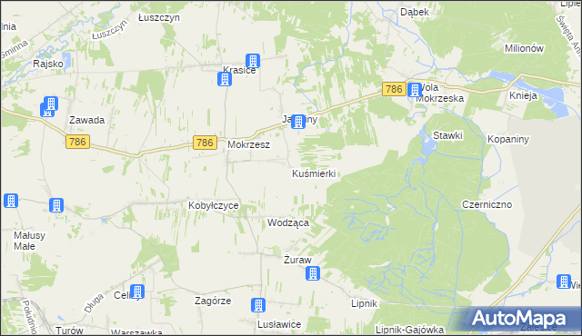 mapa Kuśmierki, Kuśmierki na mapie Targeo