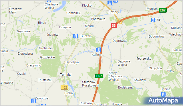 mapa Kuśnie, Kuśnie na mapie Targeo