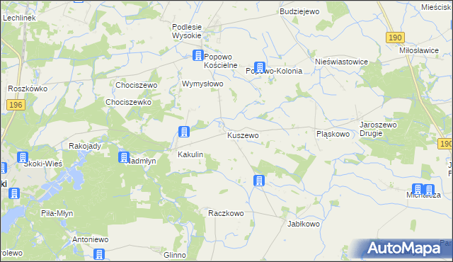 mapa Kuszewo gmina Skoki, Kuszewo gmina Skoki na mapie Targeo