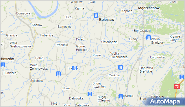 mapa Kuzie gmina Bolesław, Kuzie gmina Bolesław na mapie Targeo