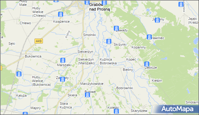 mapa Kuźnica Bobrowska, Kuźnica Bobrowska na mapie Targeo