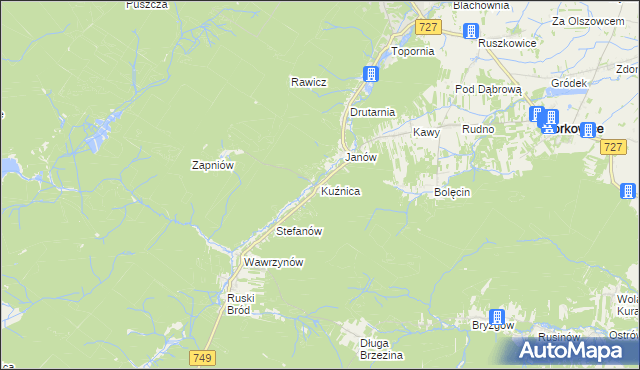mapa Kuźnica gmina Przysucha, Kuźnica gmina Przysucha na mapie Targeo