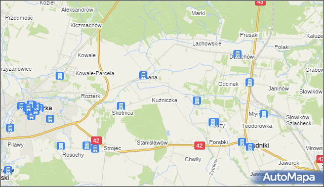 mapa Kuźnica gmina Rudniki, Kuźnica gmina Rudniki na mapie Targeo