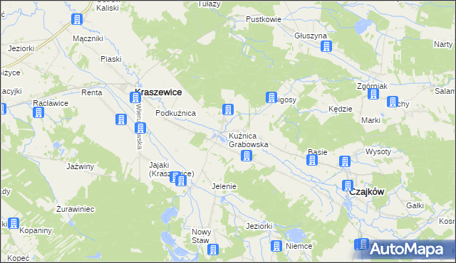 mapa Kuźnica Grabowska, Kuźnica Grabowska na mapie Targeo