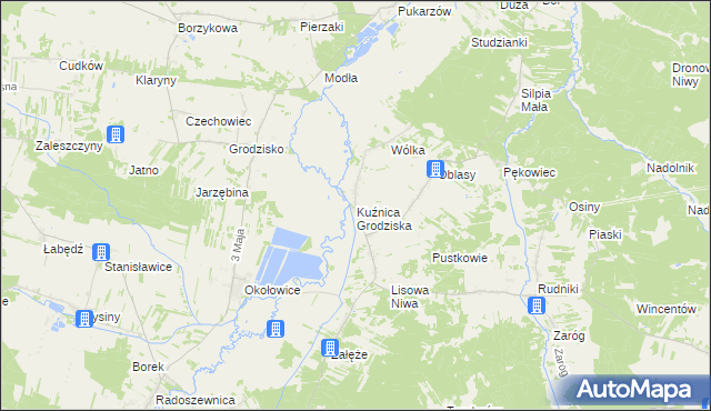 mapa Kuźnica Grodziska, Kuźnica Grodziska na mapie Targeo