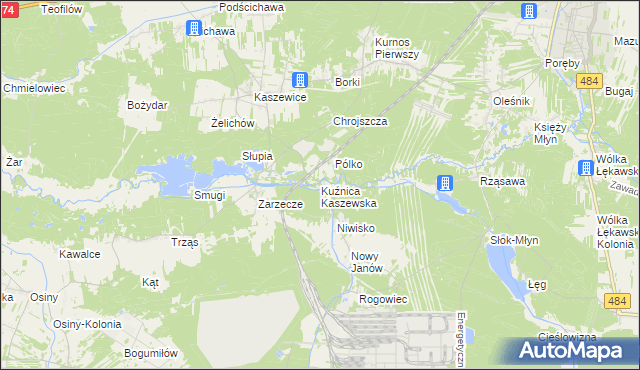 mapa Kuźnica Kaszewska, Kuźnica Kaszewska na mapie Targeo