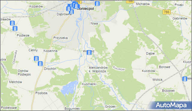 mapa Kuźnica Wąsowska, Kuźnica Wąsowska na mapie Targeo