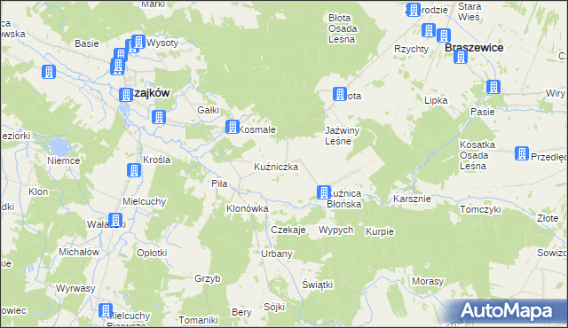 mapa Kuźnica Zagrzebska, Kuźnica Zagrzebska na mapie Targeo