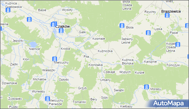 mapa Kuźnica Zagrzebska-Kolonia, Kuźnica Zagrzebska-Kolonia na mapie Targeo