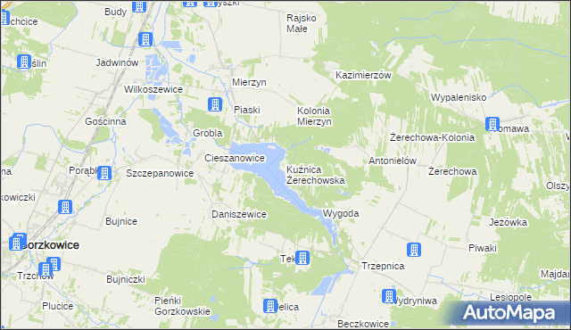 mapa Kuźnica Żerechowska, Kuźnica Żerechowska na mapie Targeo