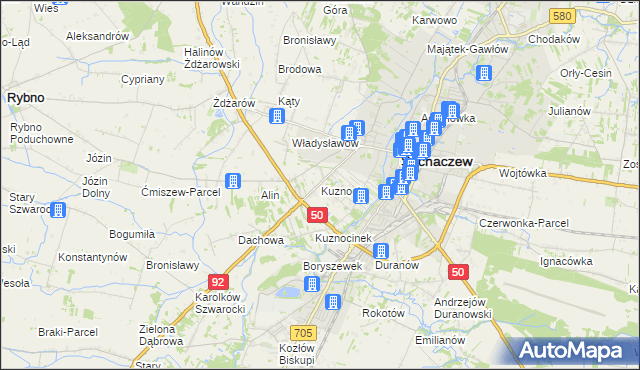 mapa Kuznocin gmina Sochaczew, Kuznocin gmina Sochaczew na mapie Targeo