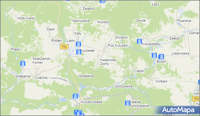 mapa Kwaśniów Dolny, Kwaśniów Dolny na mapie Targeo