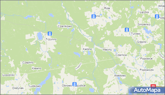 mapa Kwisno, Kwisno na mapie Targeo