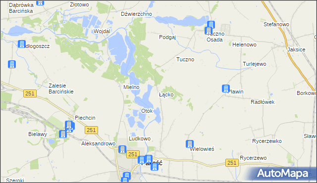 mapa Łącko gmina Pakość, Łącko gmina Pakość na mapie Targeo