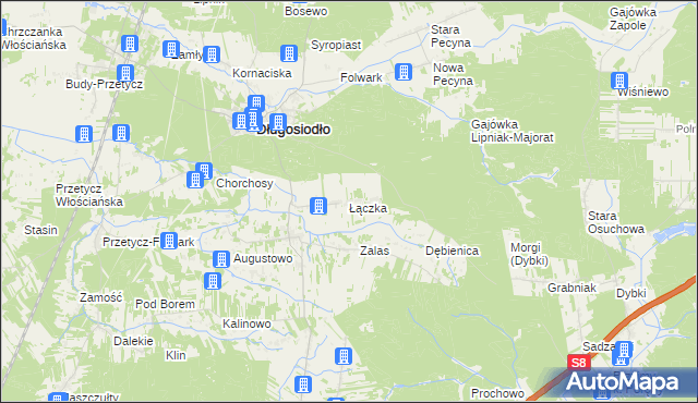 mapa Łączka gmina Długosiodło, Łączka gmina Długosiodło na mapie Targeo
