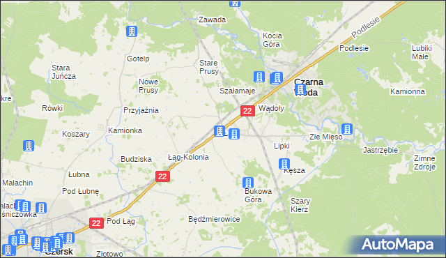 mapa Łąg, Łąg na mapie Targeo