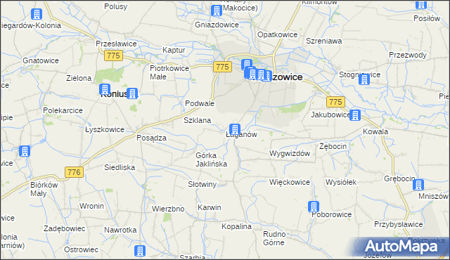 mapa Łaganów, Łaganów na mapie Targeo