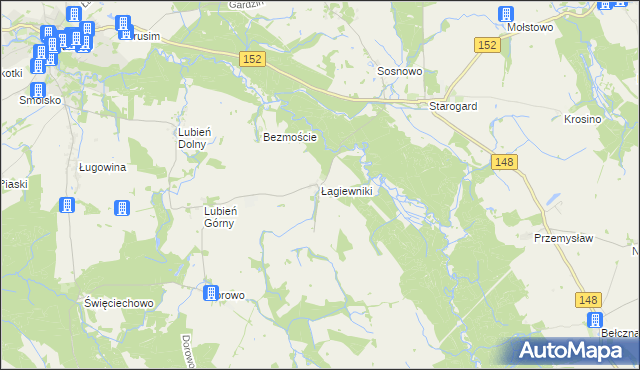 mapa Łagiewniki gmina Resko, Łagiewniki gmina Resko na mapie Targeo