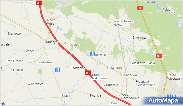 mapa Łagiewniki gmina Włocławek, Łagiewniki gmina Włocławek na mapie Targeo