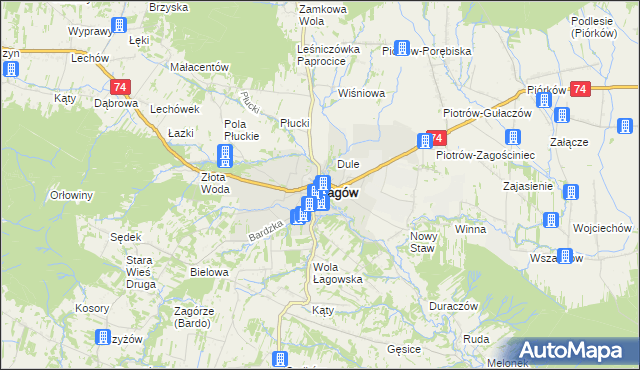 mapa Łagów powiat kielecki, Łagów powiat kielecki na mapie Targeo