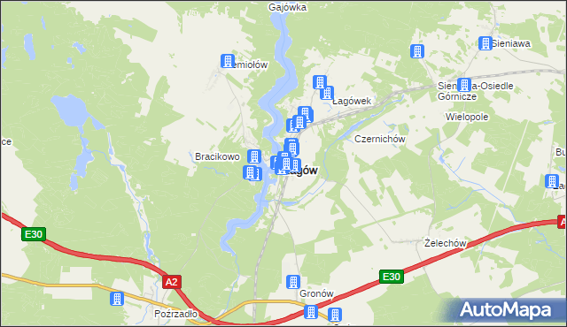 mapa Łagów powiat świebodziński, Łagów powiat świebodziński na mapie Targeo