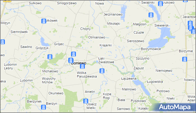 mapa Łąki Zwiastowe, Łąki Zwiastowe na mapie Targeo