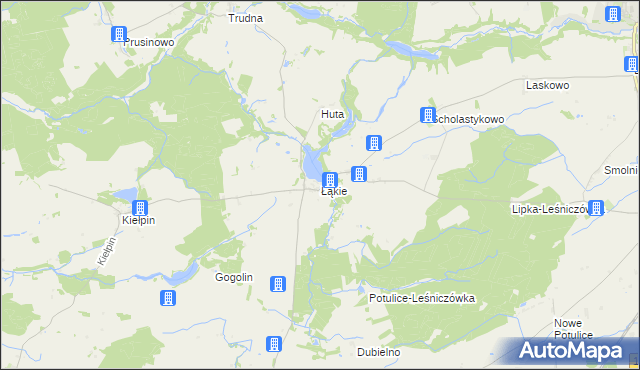 mapa Łąkie gmina Lipka, Łąkie gmina Lipka na mapie Targeo