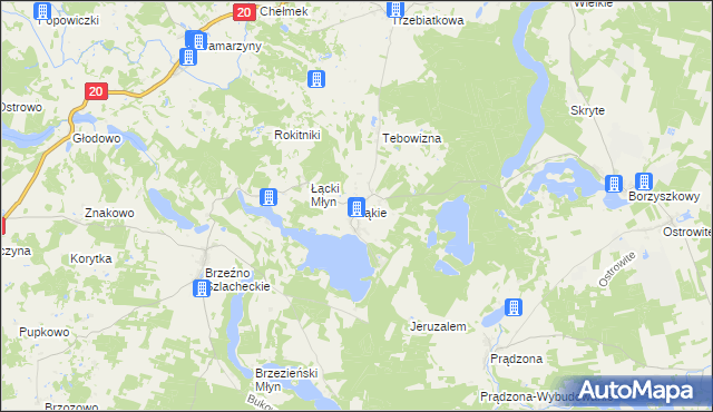 mapa Łąkie gmina Lipnica, Łąkie gmina Lipnica na mapie Targeo