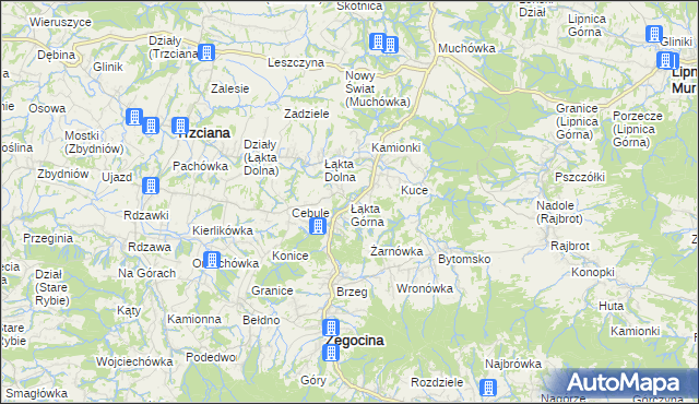 mapa Łąkta Górna, Łąkta Górna na mapie Targeo