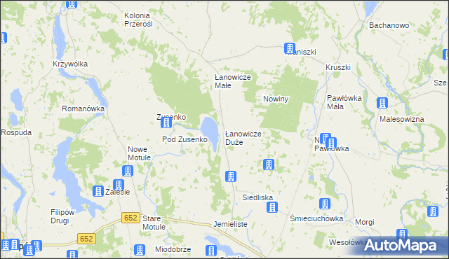 mapa Łanowicze Duże, Łanowicze Duże na mapie Targeo