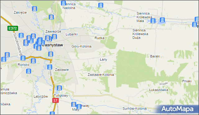 mapa Łany gmina Krasnystaw, Łany gmina Krasnystaw na mapie Targeo