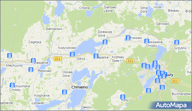 mapa Łapalice, Łapalice na mapie Targeo