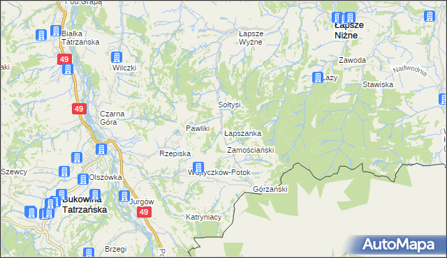 mapa Łapszanka, Łapszanka na mapie Targeo