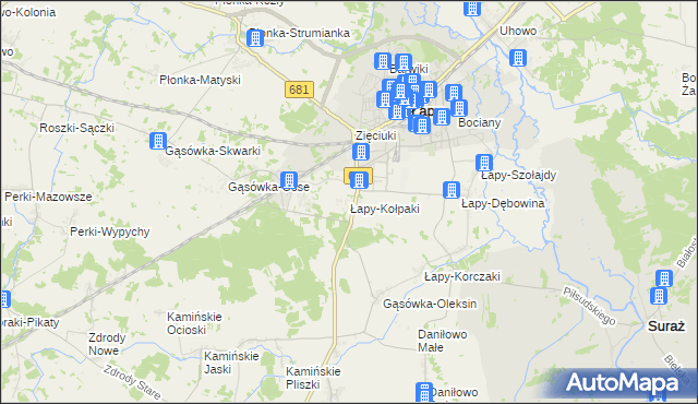 mapa Łapy-Kołpaki, Łapy-Kołpaki na mapie Targeo