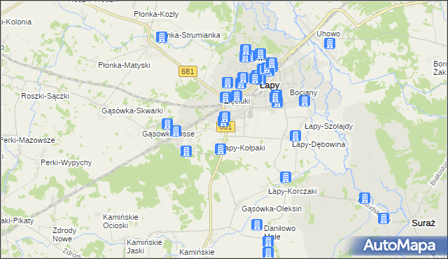 mapa Łapy-Łynki, Łapy-Łynki na mapie Targeo