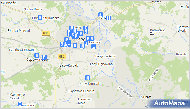 mapa Łapy-Szołajdy, Łapy-Szołajdy na mapie Targeo