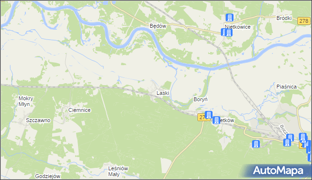 mapa Laski gmina Czerwieńsk, Laski gmina Czerwieńsk na mapie Targeo