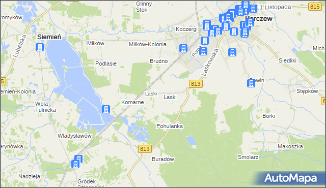 mapa Laski gmina Parczew, Laski gmina Parczew na mapie Targeo